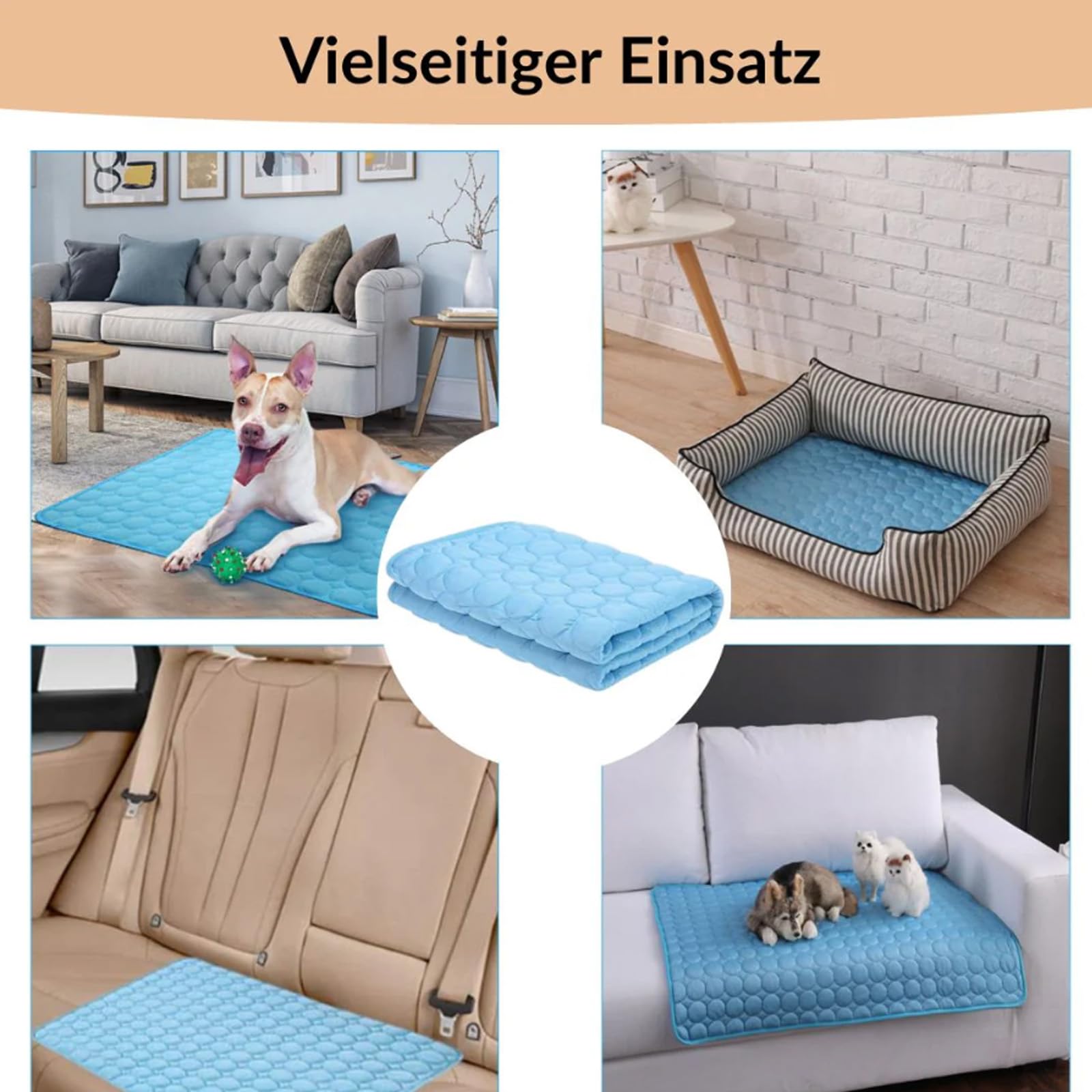 PUMYPOREITY Kühlmatte Für Hunde – Selbstkühlende Hundedecke Mit Kissen Für Den Sommer