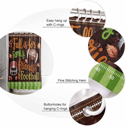 Miniatura 6 de Juego de baño de Acción de Gracias con accesorios para cortina de ducha, cortina de 36 x 72 pulgadas de largo con alfombra de baño grande, lavable