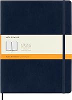 Moleskine Classic Soft Cover Notebook XL Ruled Lined Sapphire Blue 7.5x9.5" 192 Pages - Premium Journal for Notes & Ideas