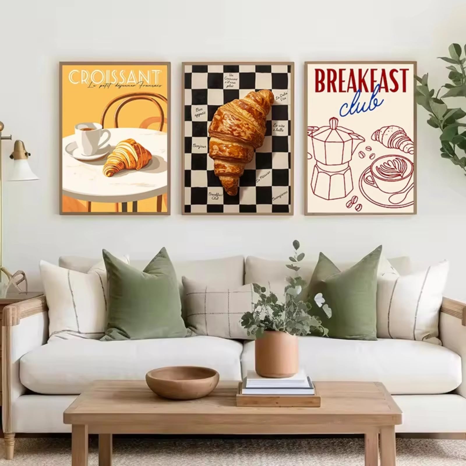 JORCEDI 3-piece Kitchen Poster Set, Vintage Kitchen Wall Art, Kitchen Aesthetic Decor, Coffee, Bread, for The Kitchen and Dining Room, Coffee, Bar Decor, Unframed (21x30cm,C)
