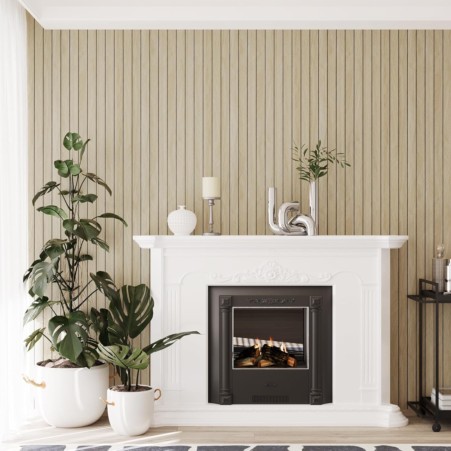 Light Oak Slat Peel and Stick Wood Panels 17"x79" Self Adhesive Wall Panels for Interior Wall Decor 3D Foam Wood Slat Paneling Herringbone Wooden Planks Wallpaper for Living Room Bedroom