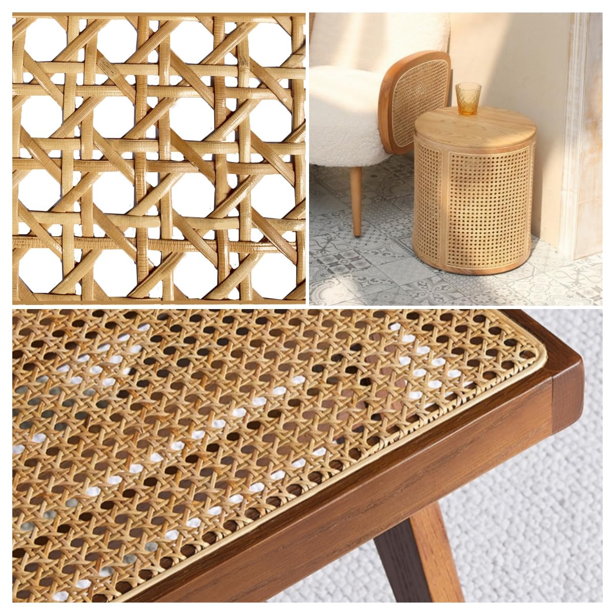70cm di Larghezza, Rattan Rotolo, Paglia di Vienna, Rattan Naturale Rotolo, Rattan, 70x400cm Rotolo di Canna,Rattan Intrecciato Fettuccia Material Paglia per Cesti, Sedie, Bag, Borse, Giardino DIY