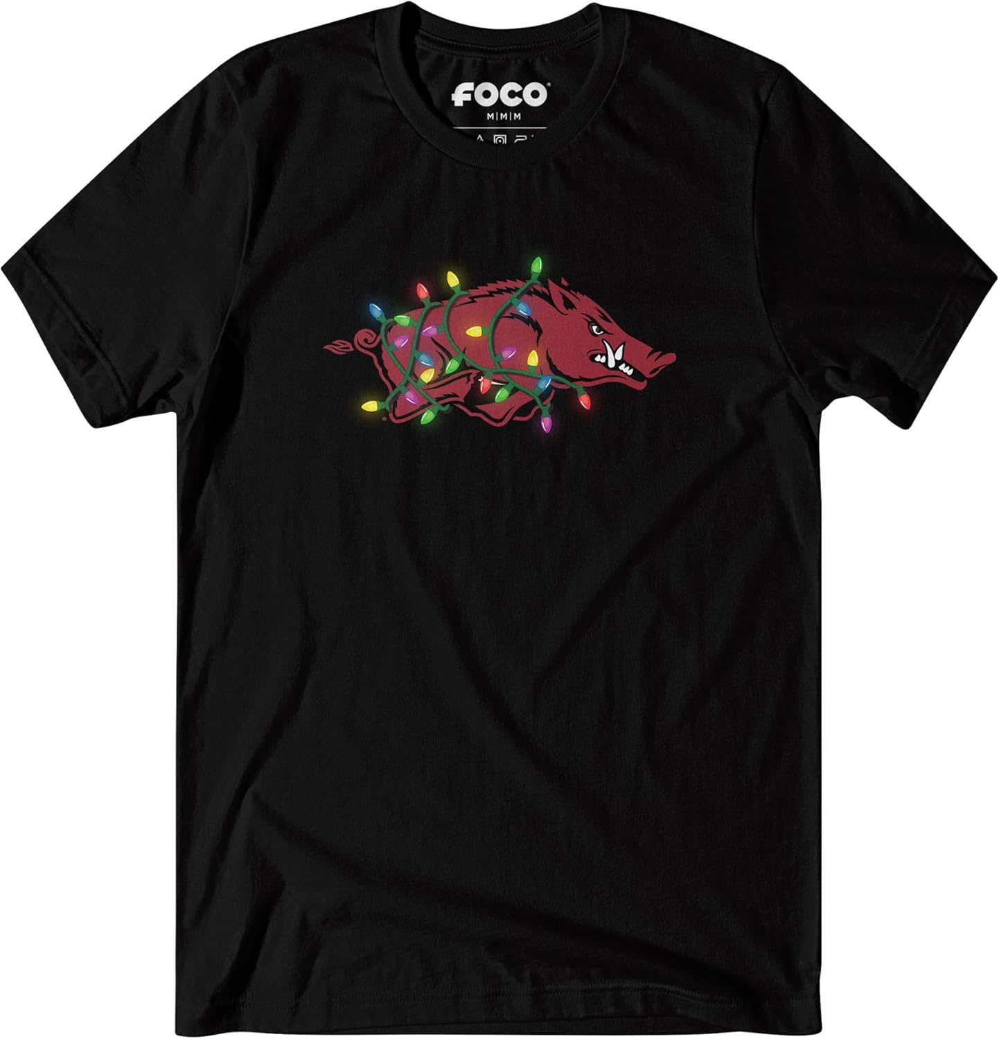 FOCO NCAA Mens NCAA Primary Team Logo Holiday Lights T-Shirt