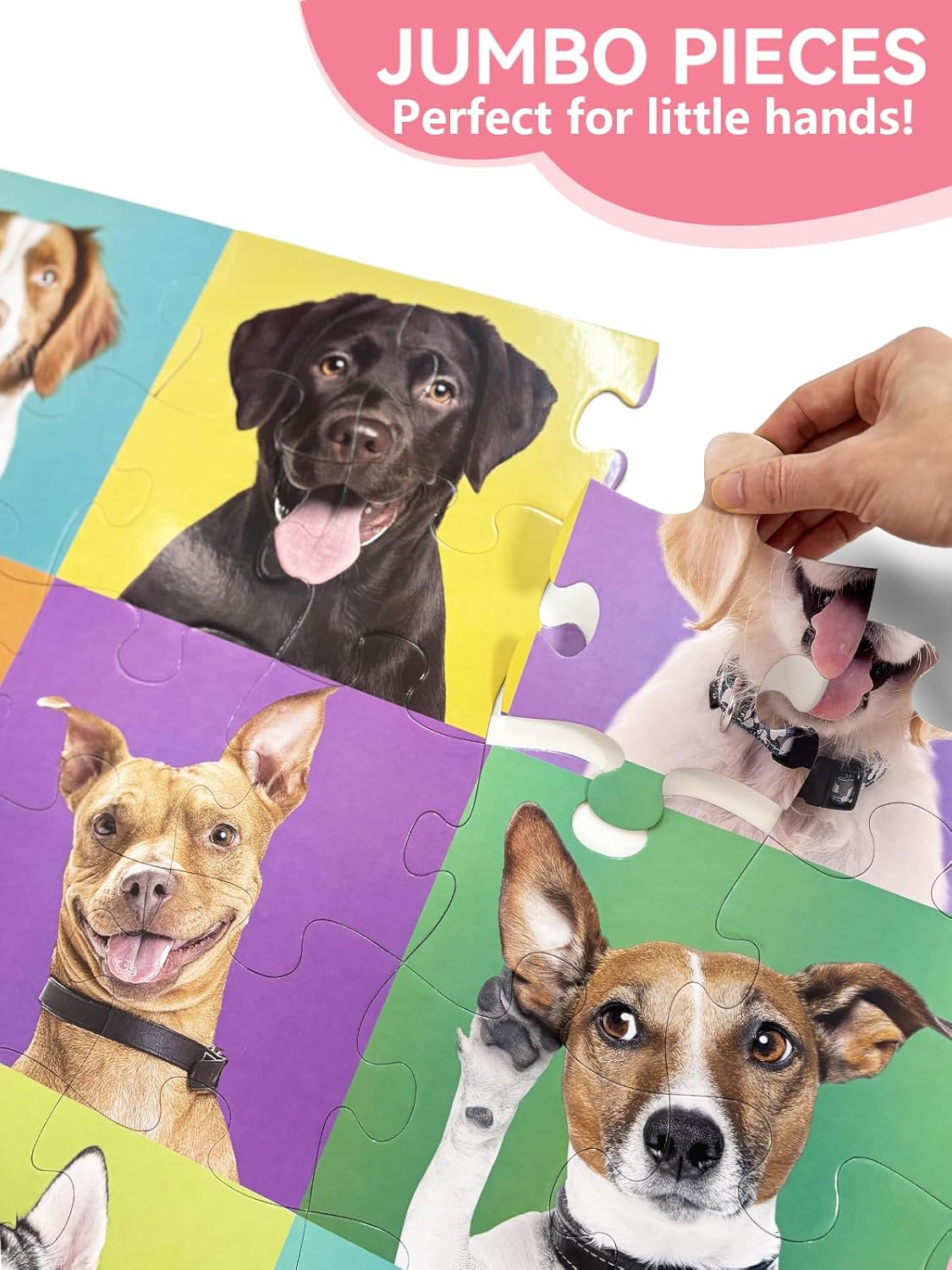 Jumbo Floor Puzzle for Toddlers, 48 Piece Puzzle Educational for Kids, 3 x 2 Feet Gaint Toy (Puppies)