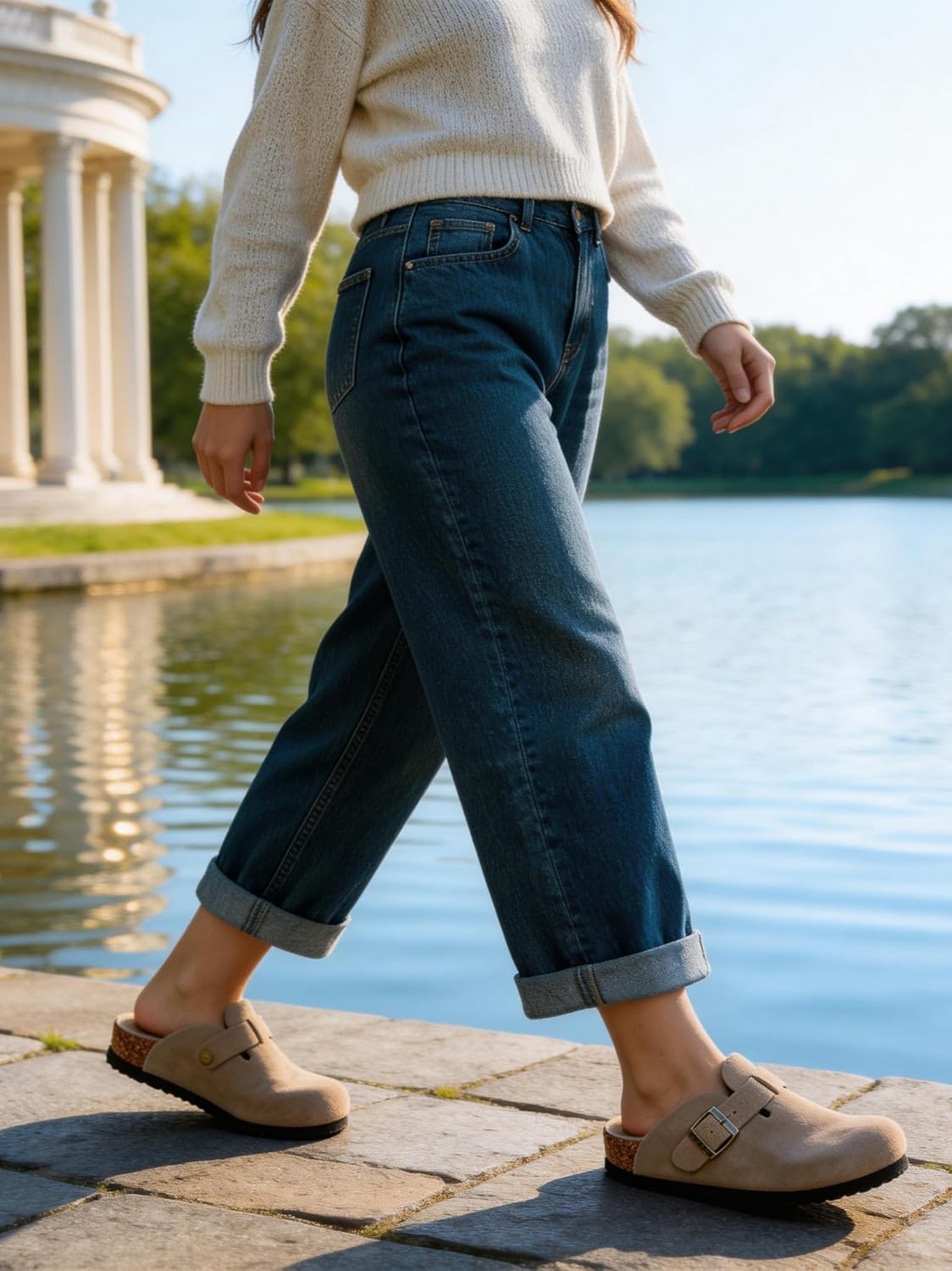 Clogs For Women, Womens Clogs- Mules House Slipers With Arch Support And Adjustable Buckle