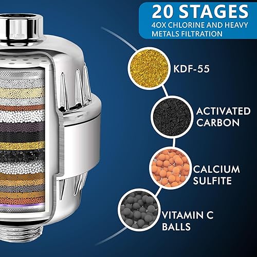 Miniatura 7 de Voolan Juego de cabezal de ducha filtrado, ducha de lluvia de alta presión con cabezal de ducha de mano, soporte autoadhesivomanguera de 59