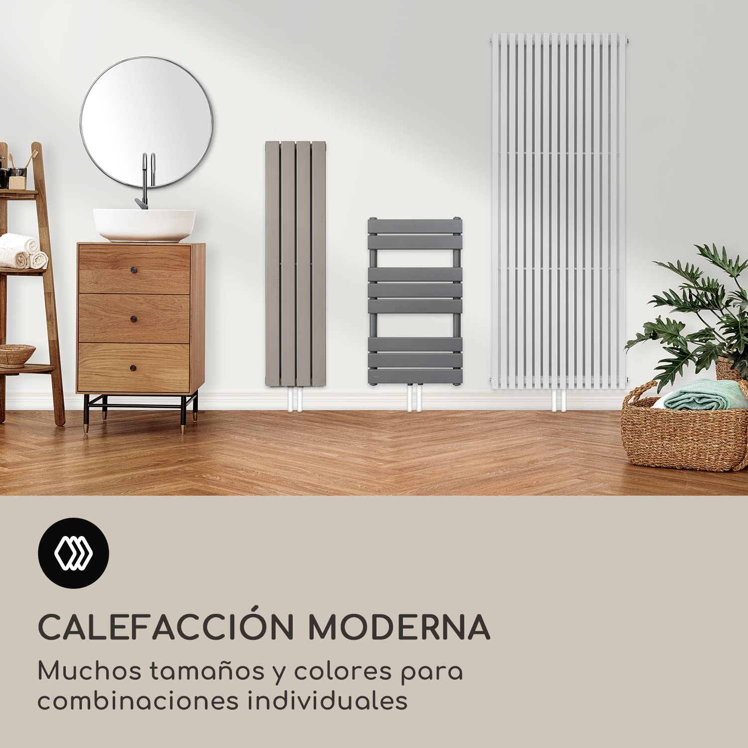 blumfeldt Radiador Electrico Bajo Consumo, Estufa Vertical Montaje Pared Cuarto Baño, Radiadores Silenciosos con Termostato, Estufa de Agua Caliente Alto y Vertical de 355 W, Calefactor Baño