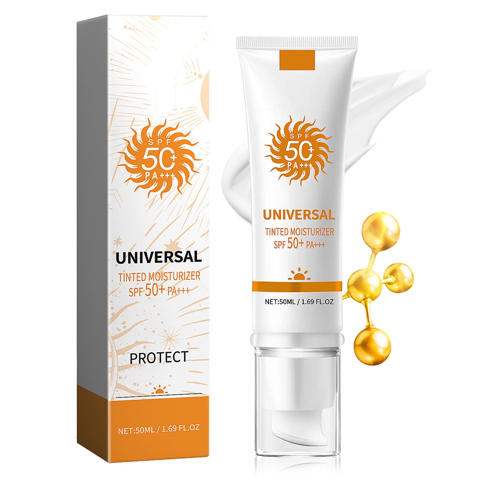 Face Sunscreen Cream SPF 50+ PA+++,Moisturizing Sunscreen for Face,Long Lasting Refreshing Tinted Face Moisturizer Sunblock for Women Men,Non-greasy Travel Size Facial Sunscreen Lotion