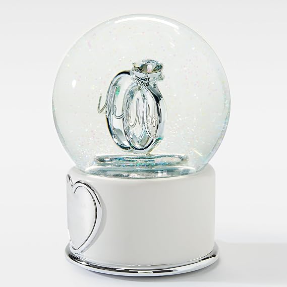 THINGS REMEMBERED Engagement Mr. & Mrs. Wedding Ring Snow Globe (Free Customization)
