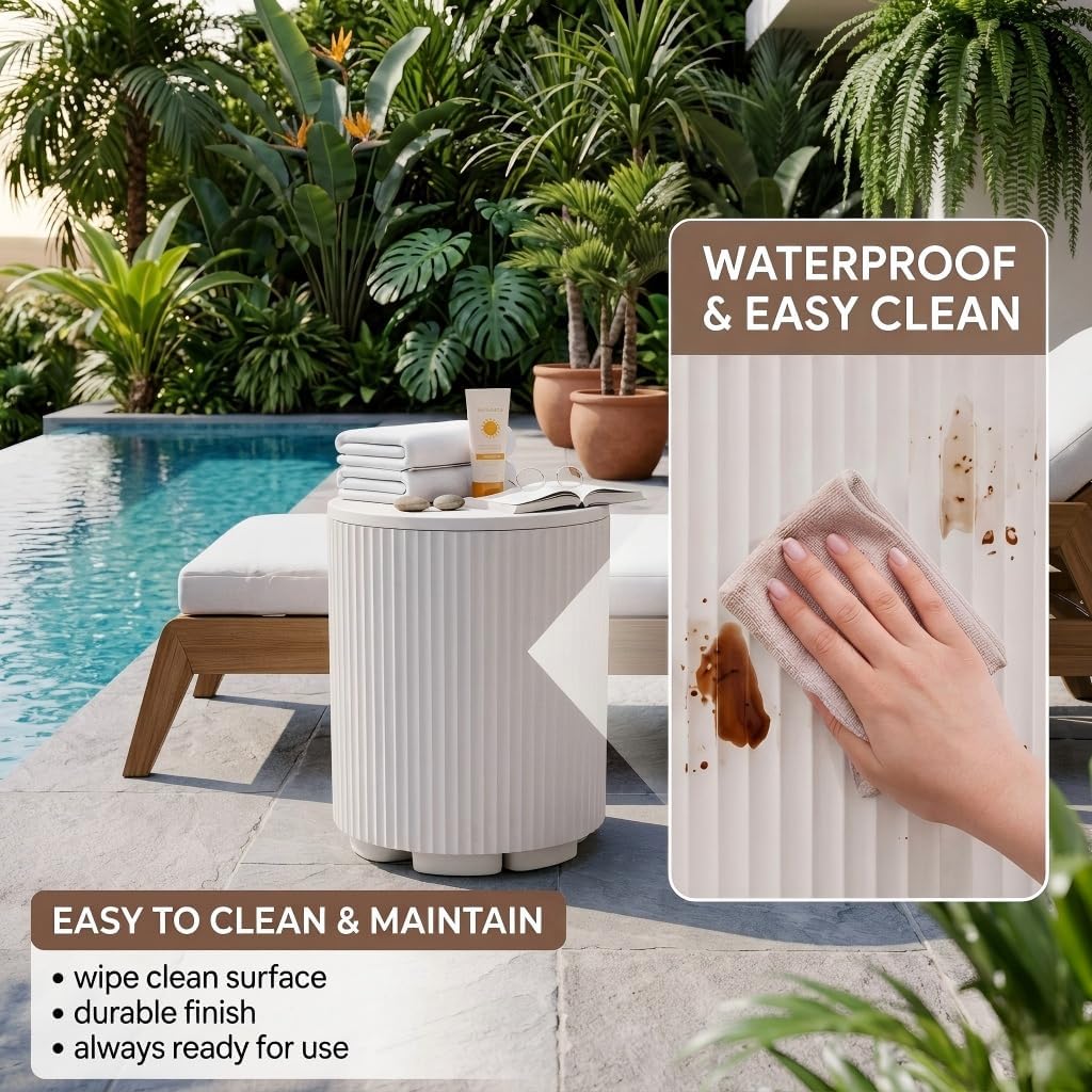 Outdoor Cooler Side Table, 2-in-1 Portable Ice Chest Side Table, Cooler Table All Weather Resistant for Patio & Parties & Picnics & Beach & BBQ