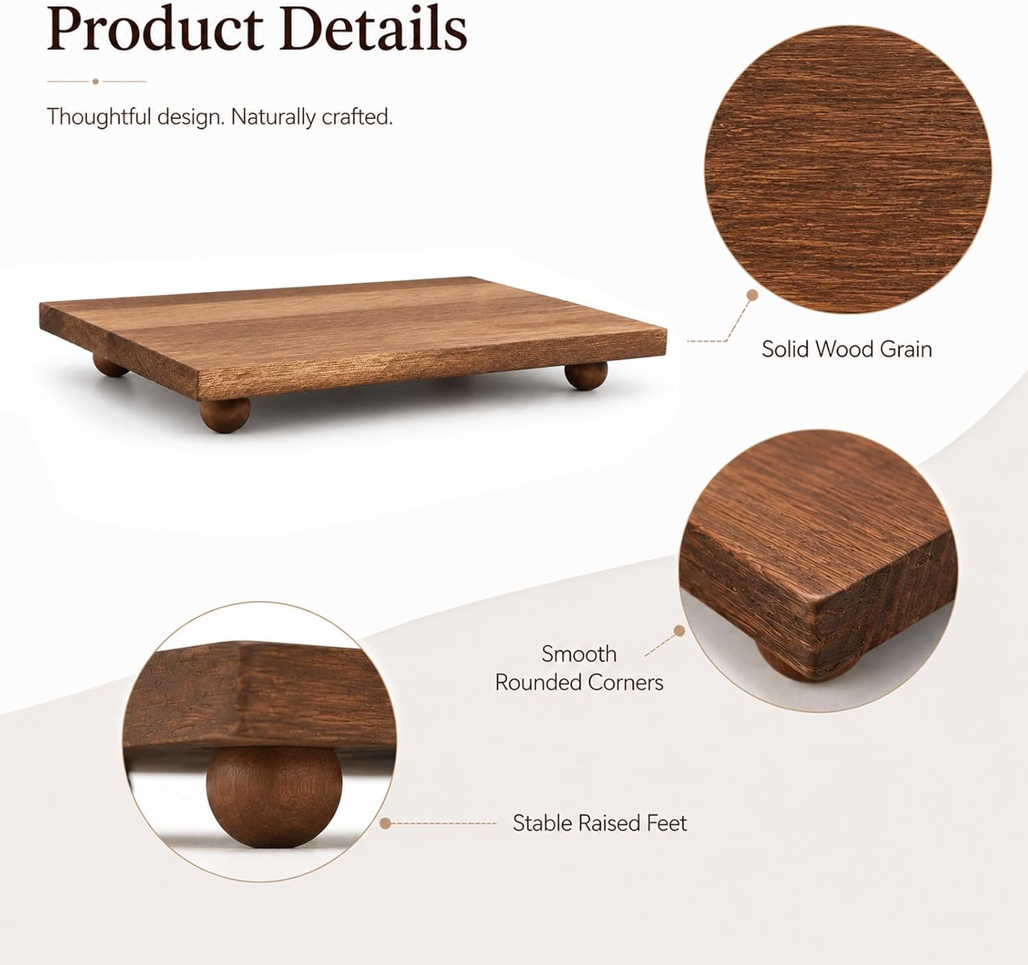 Wood Pedestal Stand Kitchen Soap Tray,Wooden Stand for Kitchen Counter