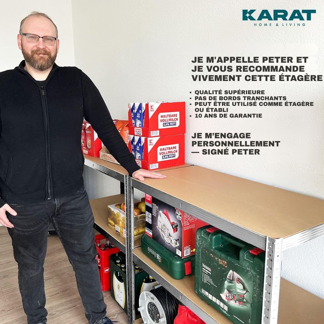 KARAT Étagère pour Charges Lourdes XXL, galvanisée, 200 x 150 x 80 cm, étagère de Rangement pour Garage, Cave et Atelier, étagère enfichable, étagère Large pour Cave, Atelier (TitanRack Big)