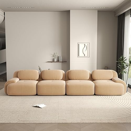 Miniatura 3 de Sofás modernos sin hueso de 152 pulgadas para sala de estar, sofá modular de pana, sofá modular camel, sofás de 4 plazas para sala de estar, sofás