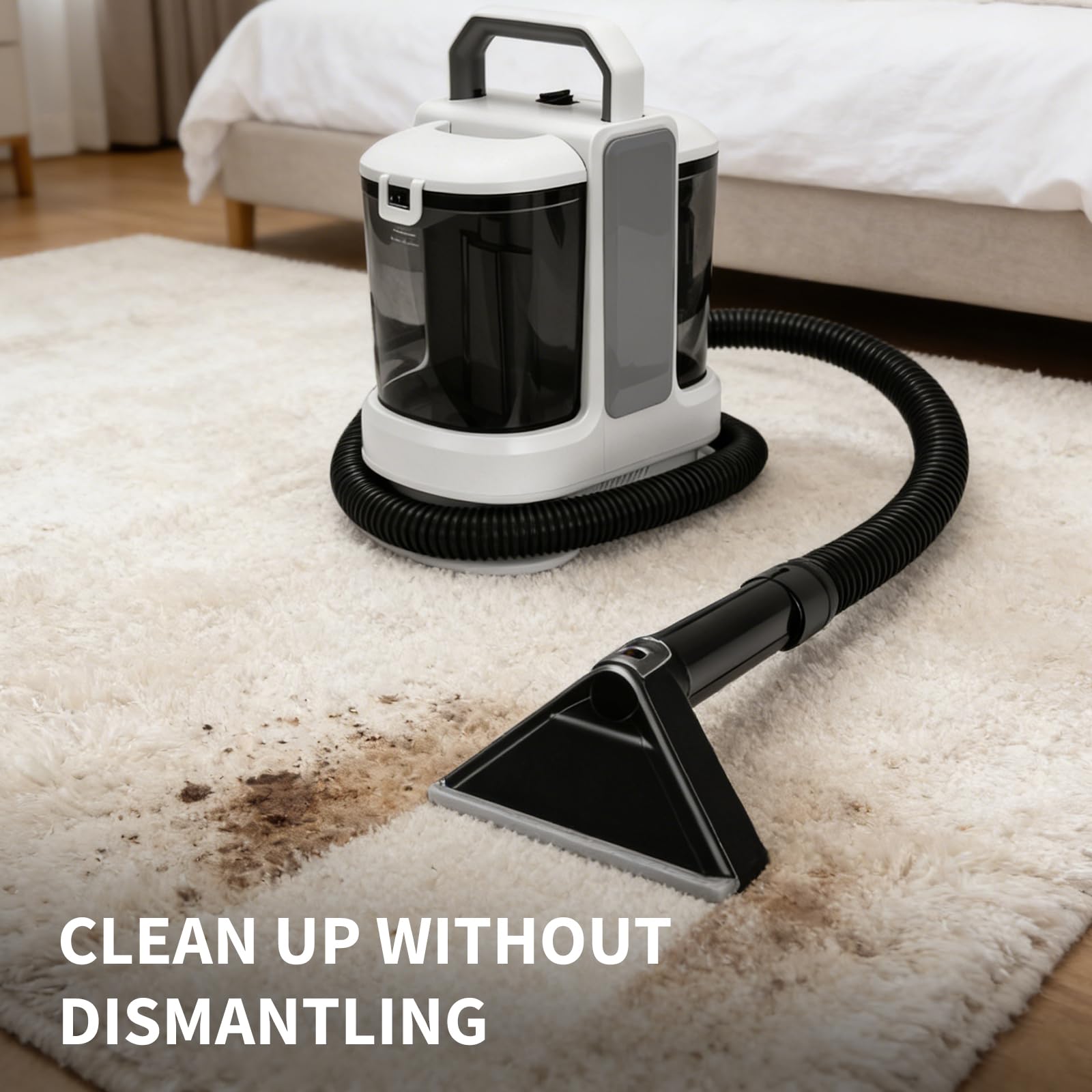 Shampouineuse Canapé Et Tapis 400w 13kpa - Nettoyeur Tapis Et Moquettes Portable Avec Double Réservoir, Injecteur Extracteur Pour Voiture, Matelas Et Tissus D'ameublement Aspirateur