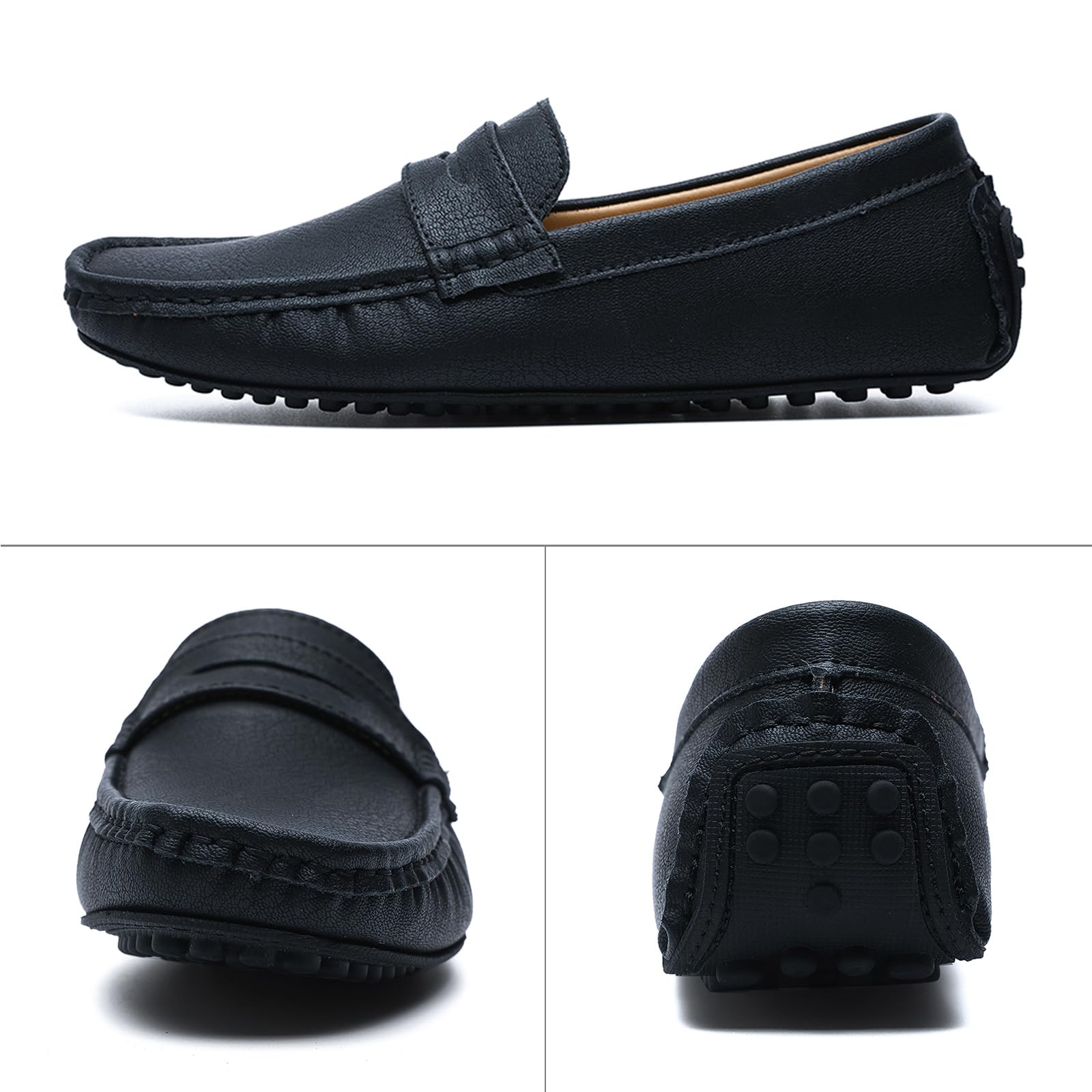 DADAWEN Mocassins Hommes Penny Loafers Confort Chaussures de Conduite Mocassin Slippers Chaussures de Décontractées Chaussures Bateau- Noir 42