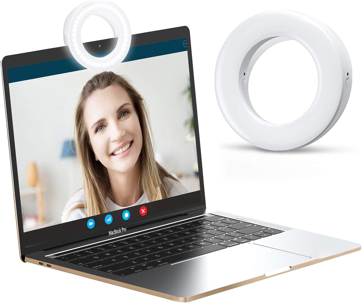 Zoom Call Light PICTRON Laptop Light for Video Conferencing, Phone Selfie Ring Light LED Circle Mini Light for Zoom Call, Self Broadcasting, Live Streaming,Online Meeting, Photography (White)