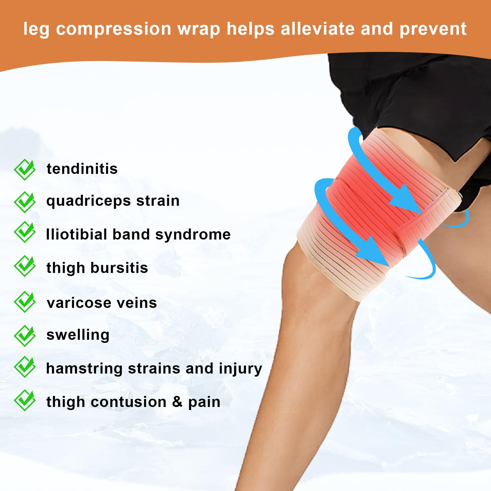 2 PCS Thigh Hamstring Compression Sleeve, Adjustable Thigh Compression Wraps for Varicose Veins Treatment for Legs, Nylon Quad Knee Support Bandage, Versatile Compression for Knee, Calf, Arm SkinColor — Amazon image 4