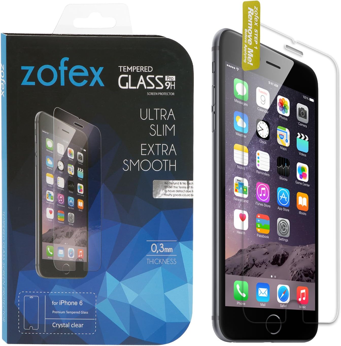 Zofex iPhone 6 Glass Screen Protector [4.7 inch] -Tempered Glass w/ Easy Installation -High Transparency/ Oleophobic Coating/ Electro Coated/ Heat Resistance/ Extra Thick/ Delicate Touch
