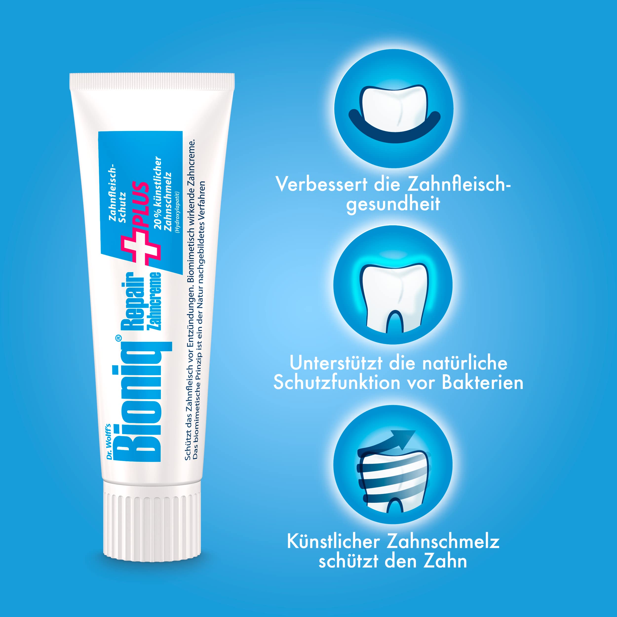 Bioniq® Repair dentifricio protezione gengivale, 3 x 75 ml e latte dentale in set, 1 x 400 ml - dentifricio con idrossiapatite e protezione gengivale e collutorio - senza fluoro
