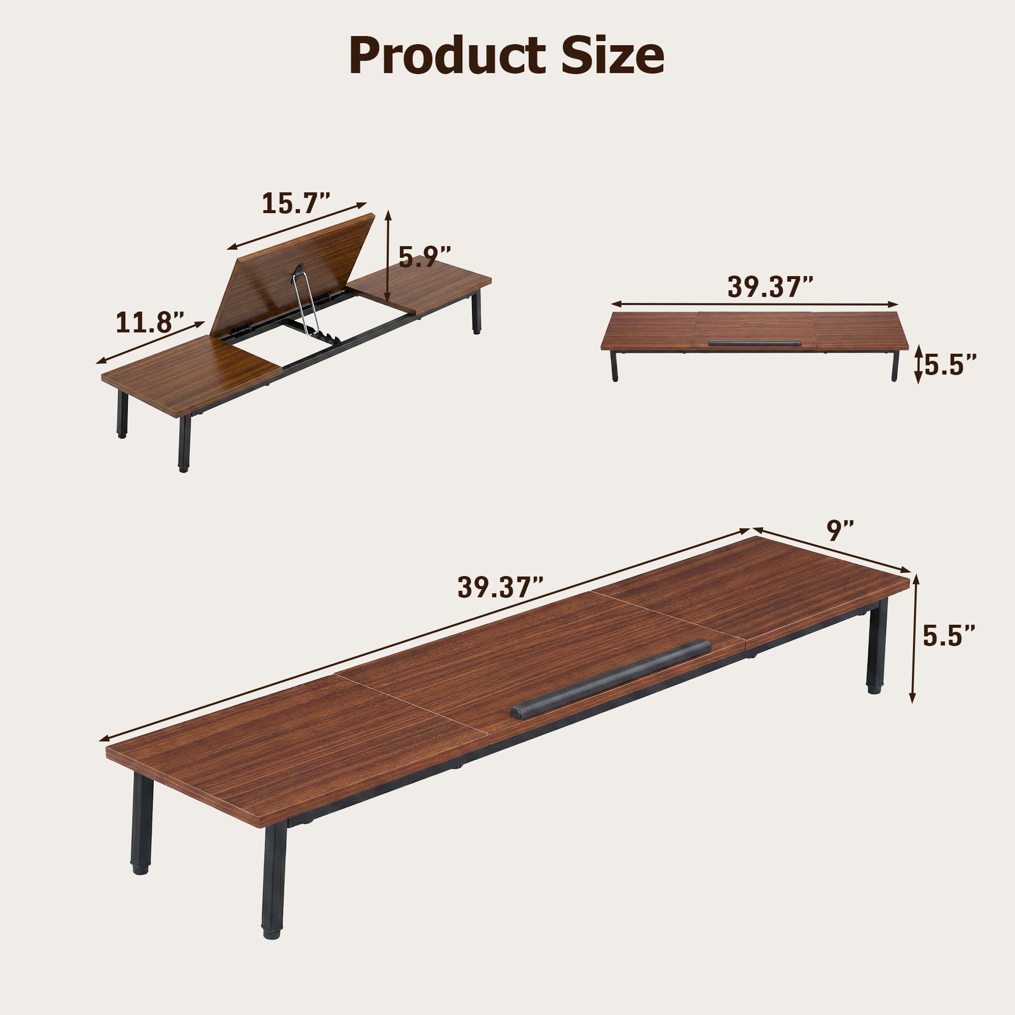 Dual Monitorständer, 2-in-1-verstellbarer Laptop-Tisch, 100*24*14CM Monitor Erhöhung Schreibtisch Monitorständer Holz Computer Monitor Stand, Ergonomische Bildschirmerhöhungm für Büro und Home Office