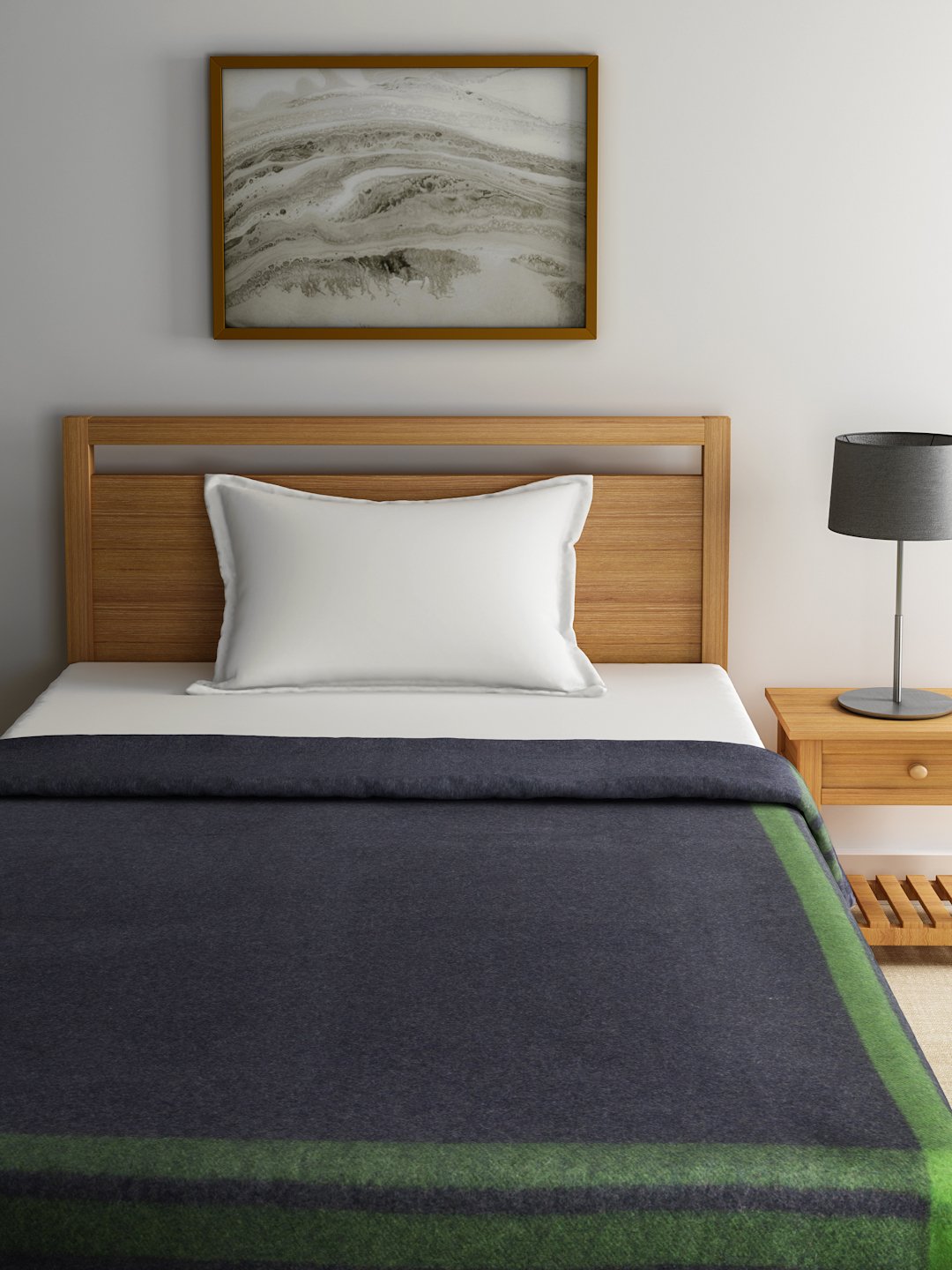 Raymond Home Wool & Wool Blend Green Single Blanket-image-27