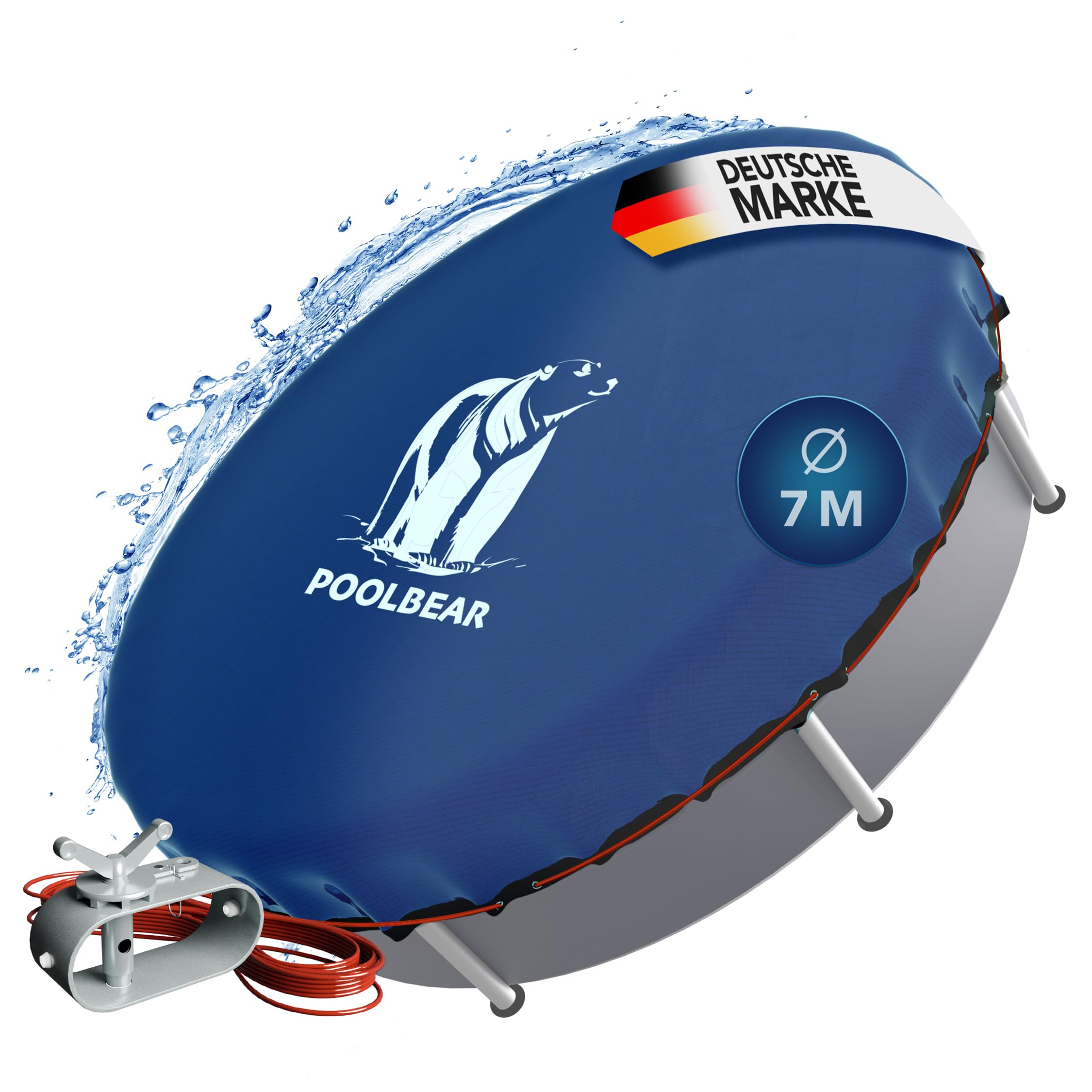PoolBear | Plandeka basenowa Ø 560-640 cm, plandeka okryciowa na lato i zimę, bezpieczne przykrycie okrągłego basenu, plandeka termiczna do basenu, 700 cm, okrągła