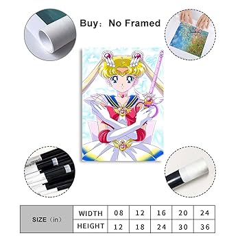 Amazon｜セーラームーンポスターと壁アートキャンバス画像印刷