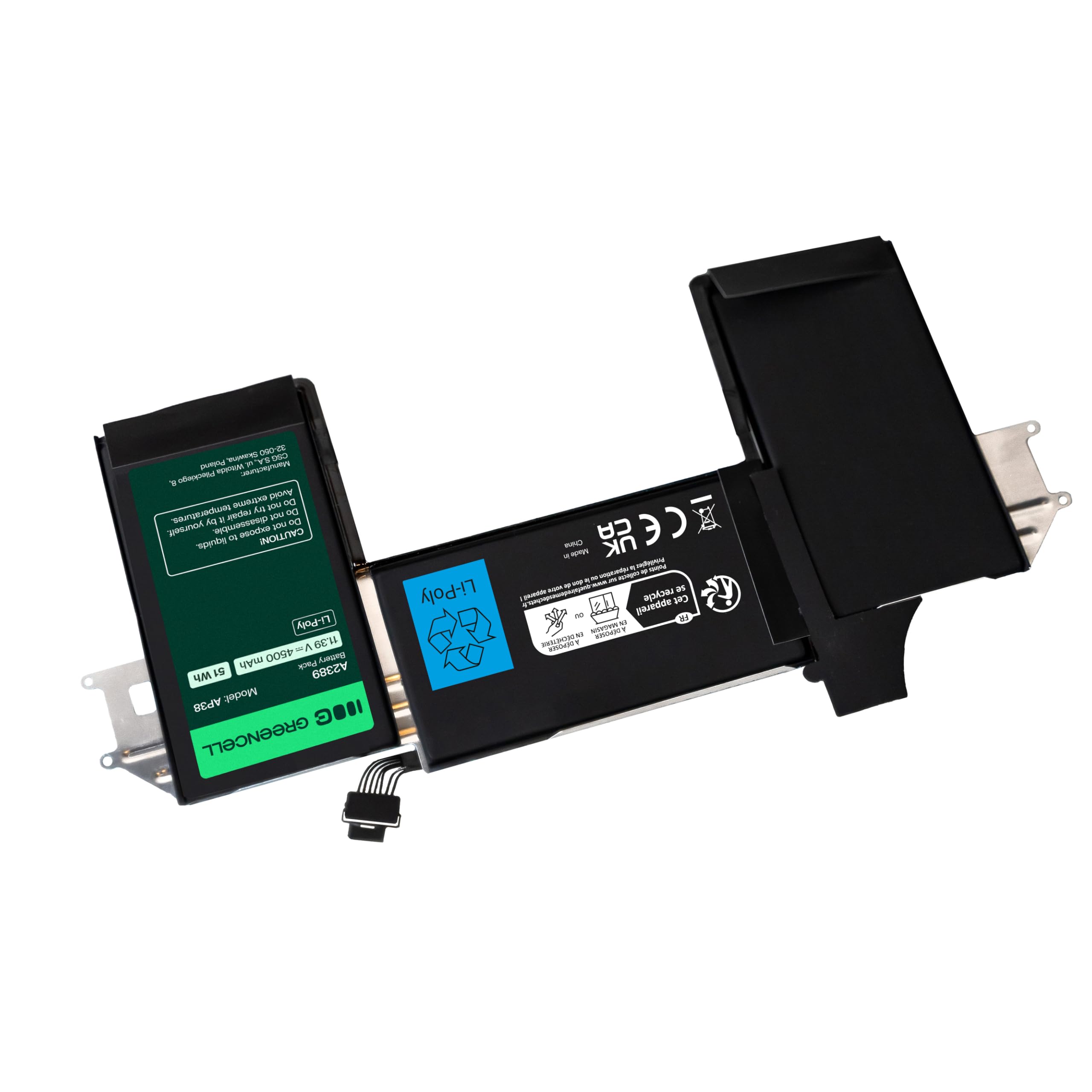 Green Cell Bateria do Laptopa Apple A2337 M1 2020 MacBookAir10 1 MGN63ZE A MGN73ZE A MGN93ZE A MGNA3ZE A MGND3ZE A MGNE3ZE A A2337 (2700mAh 11.3V Czarny) A2389