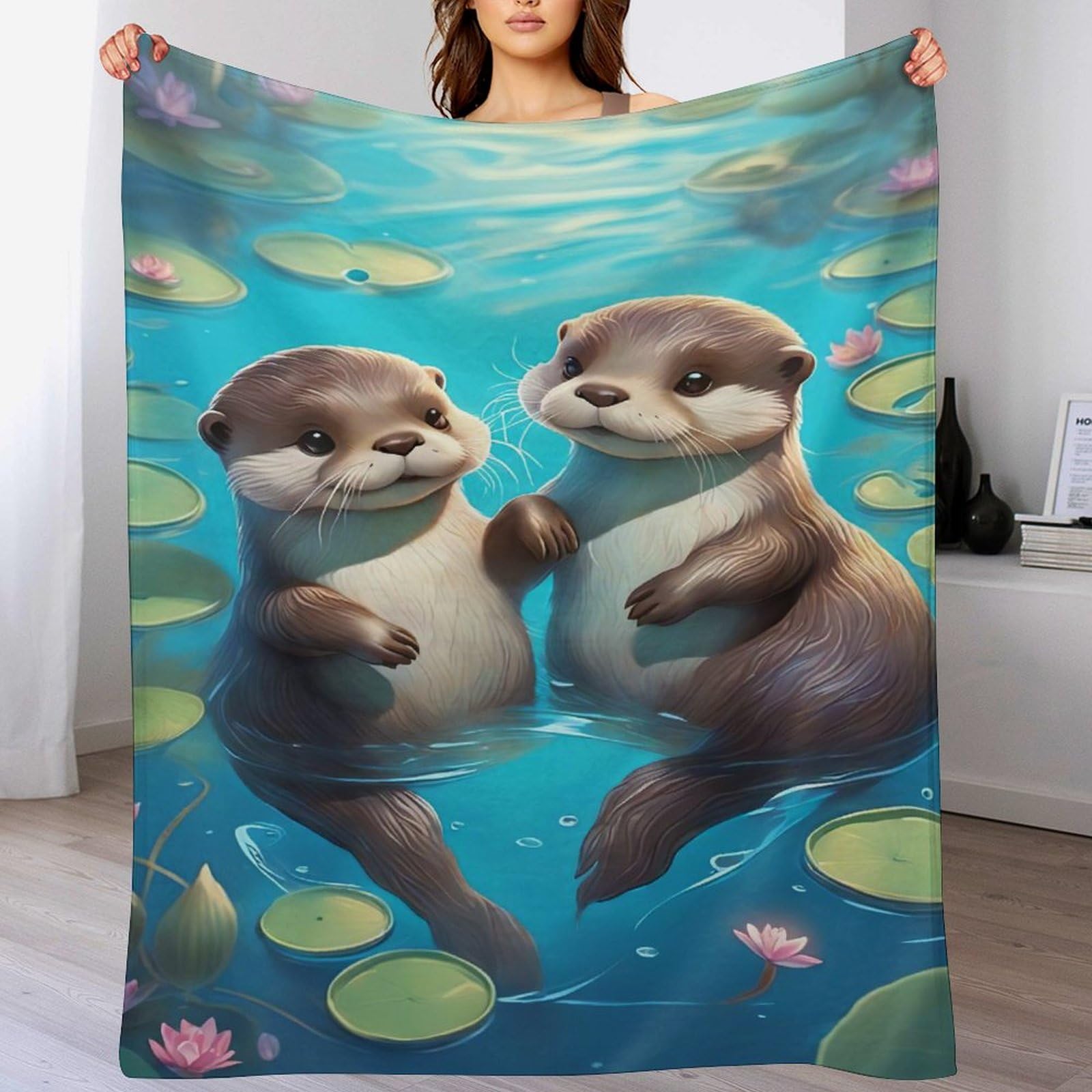 Couverture polaire loutre douce légère plaid chaud lit 100x130