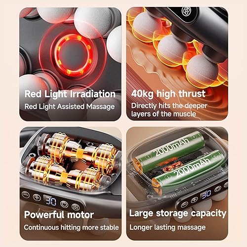 Miniatura 3 de Juego de pistolas de masaje de 16 cabezas con 30 niveles de velocidad y 3 modos, nueva pistola de masaje muscular silenciosa para tejido profundo,