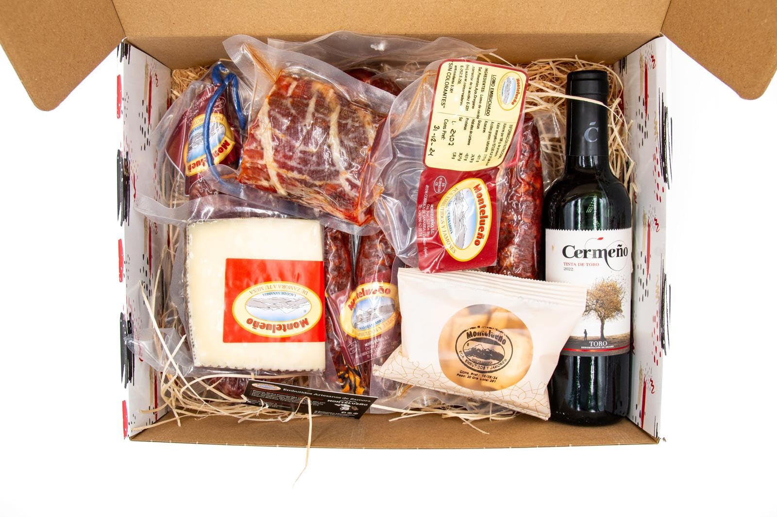 MONTELUEÑO | Cesta Gourmet - Surtido de embutidos naturales con Salchichón, Chorizo, Lomo, Queso, Aceite de Oliva Virgen Extra, Picos. Ideal para picoteo, regalo, cesta navidad (Gourmet) — view 9