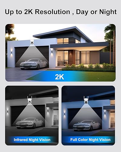 Miniatura 4 de Cámara de seguridad solar inalámbrica de 4MP para exteriores, cámara PTZ de vigilancia doméstica WiFi 2K con reflector, detección humana, alarma de