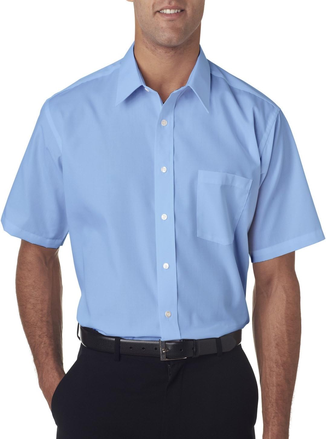 Van Heusen Men's White Broadcloth Wrinkle Free Short Sleeve Dress Shirt Amazon.ae Fashion