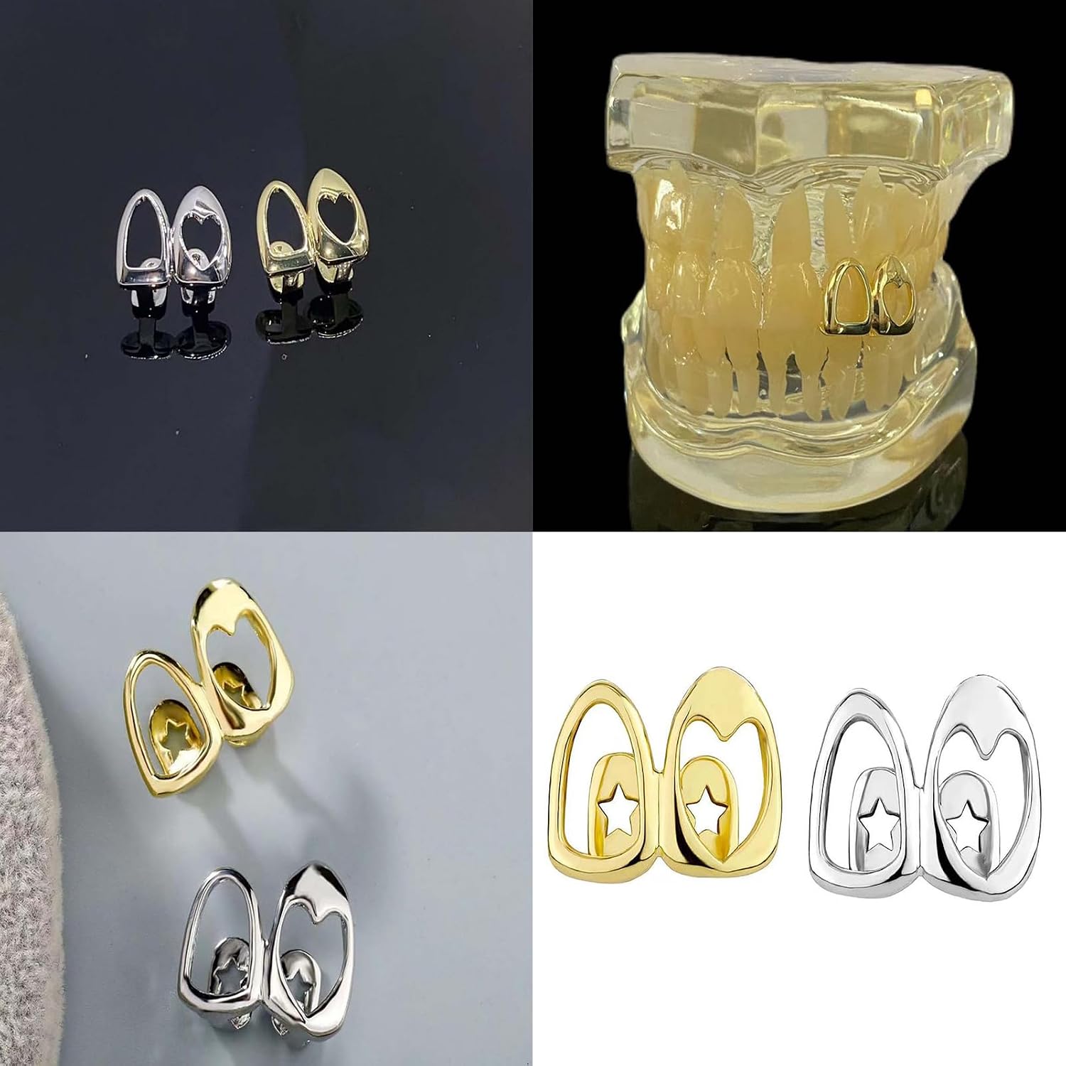 Copper Plated Heart Cutout Teeth Covers Accessory Decoration for Street Styles Lovers Wear Copper Plated Teeth Jewelry