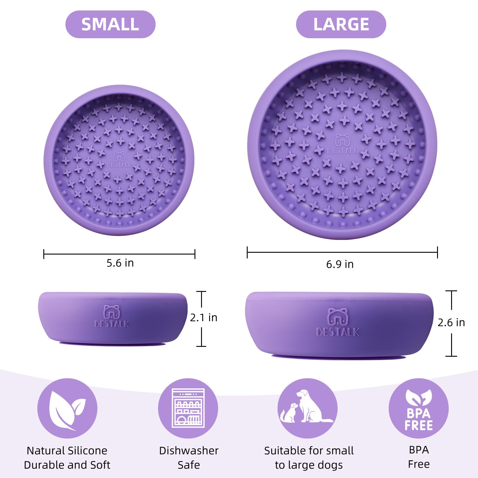 Cuenco para lamer perro, color morado, L