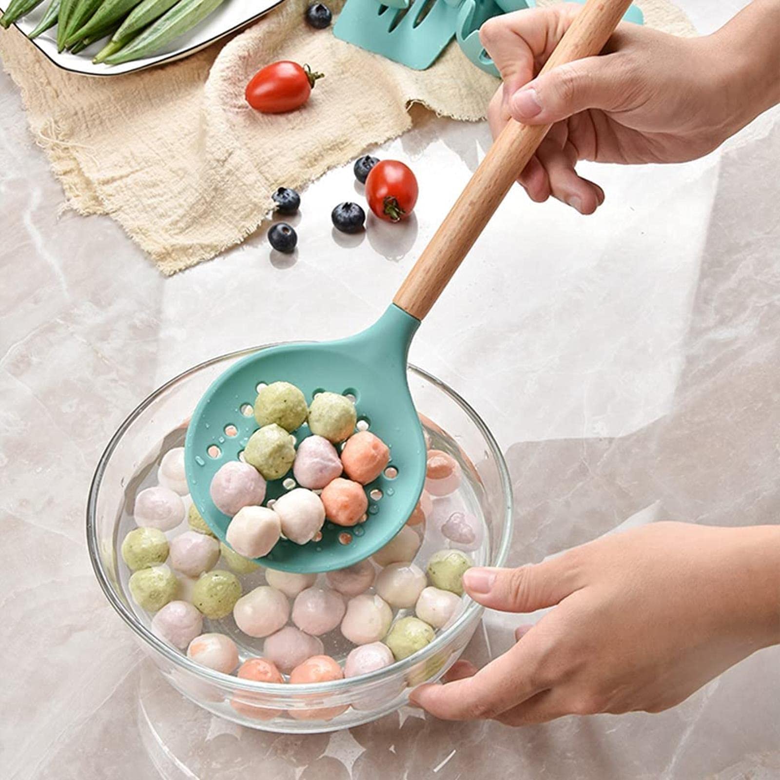 Juego de espátulas de silicona para repostería de 7 piezas Juego de espátulas antiadherentes Juego de espátulas resistentes al calor Juego de utensilios de cocina duraderos para hornear, Morado