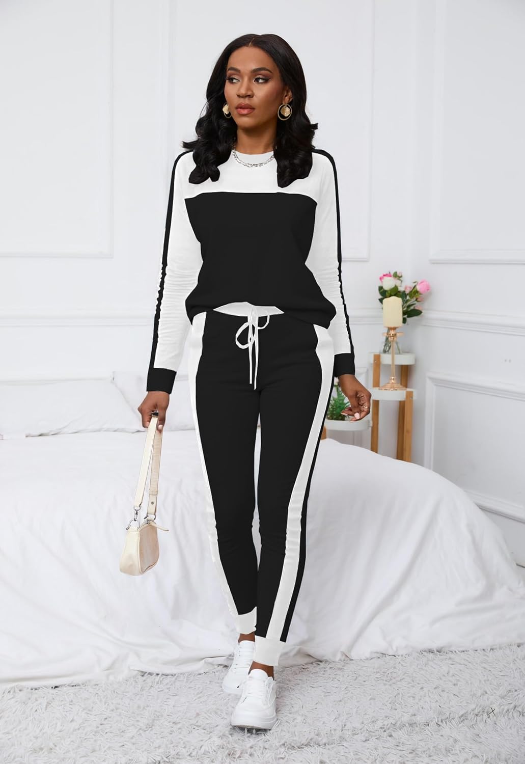 HBQ Women‘s Color Block 2 Piece Outfits Casual Travel Sweatsuits Lounge Sets 2025 Fall Fashion - Image 3