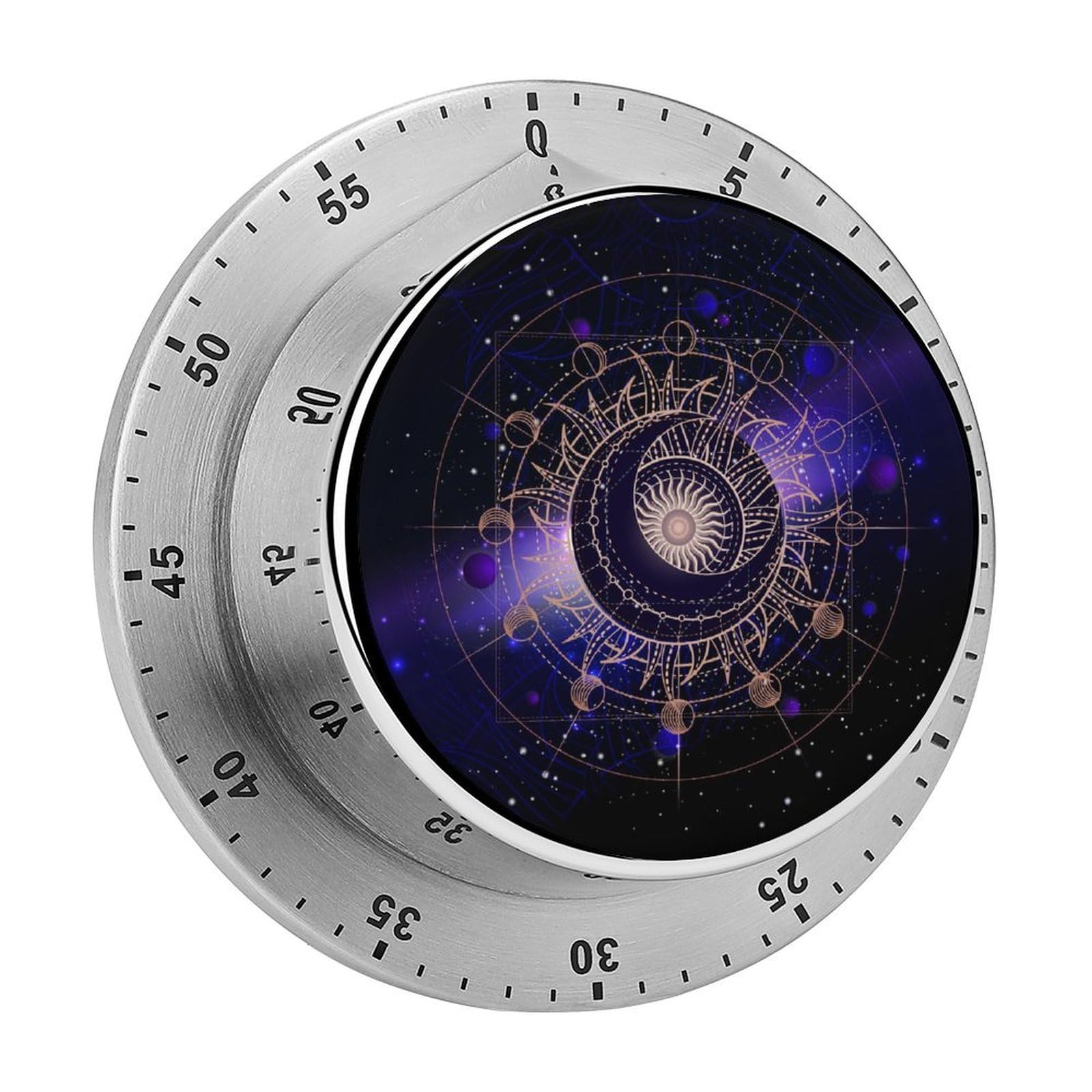 Purple Space Galaxy Star Sun, Moon Circular Rotating Timer, Suitable for Kitchen and Bedroom