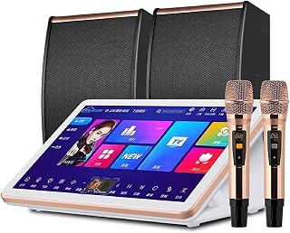 MOUNW 18.5 Inch Capacitive Karaoke Machine, Touch Screen Karaoke System, with Wireless Microphone, Power Amplifier Function, AI Smart Voice Control The Song Function