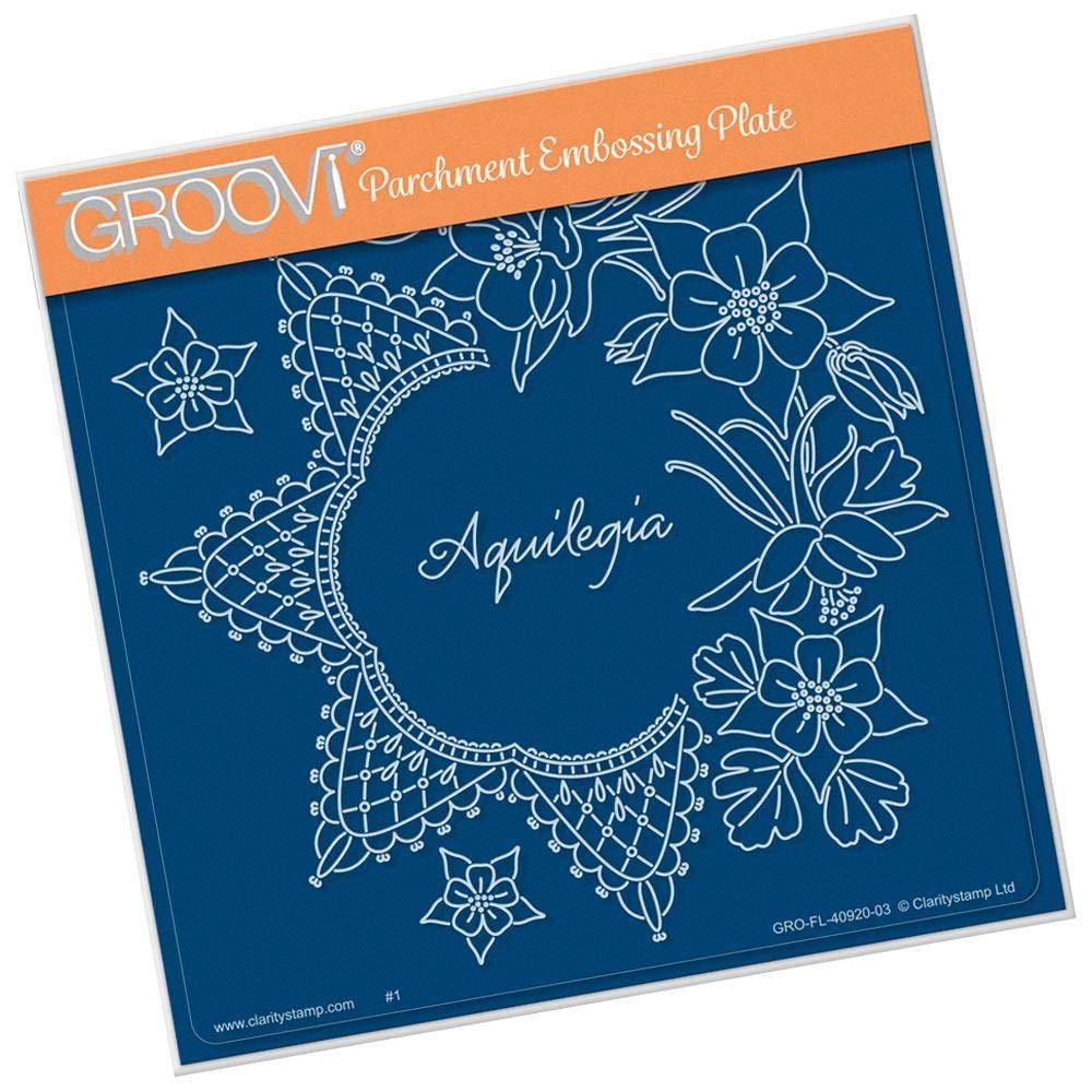 Clarity Stamp Groovi Parchment Embossing A5 Square - Linda's Aquilegia & Lace