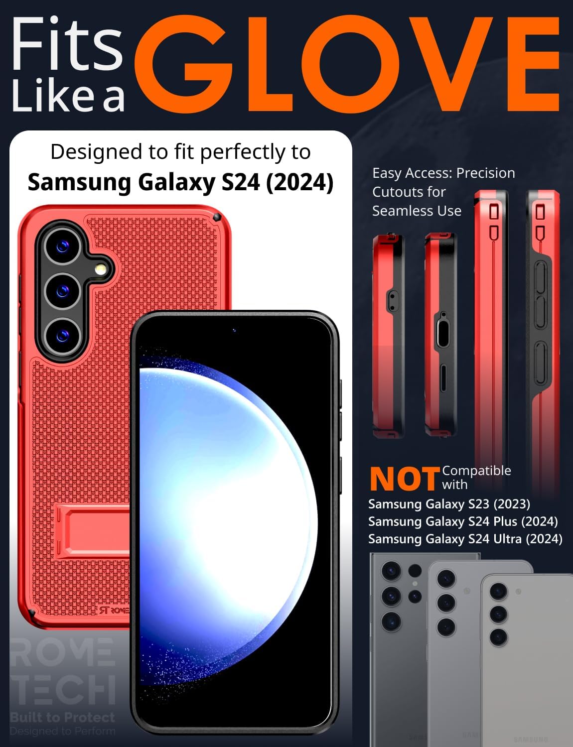 Designed for Samsung Galaxy S24 Case with Belt Clip Holster - Compatible with MagSafe Magnetic Heavy Duty Phone Cover with Kickstand - Red