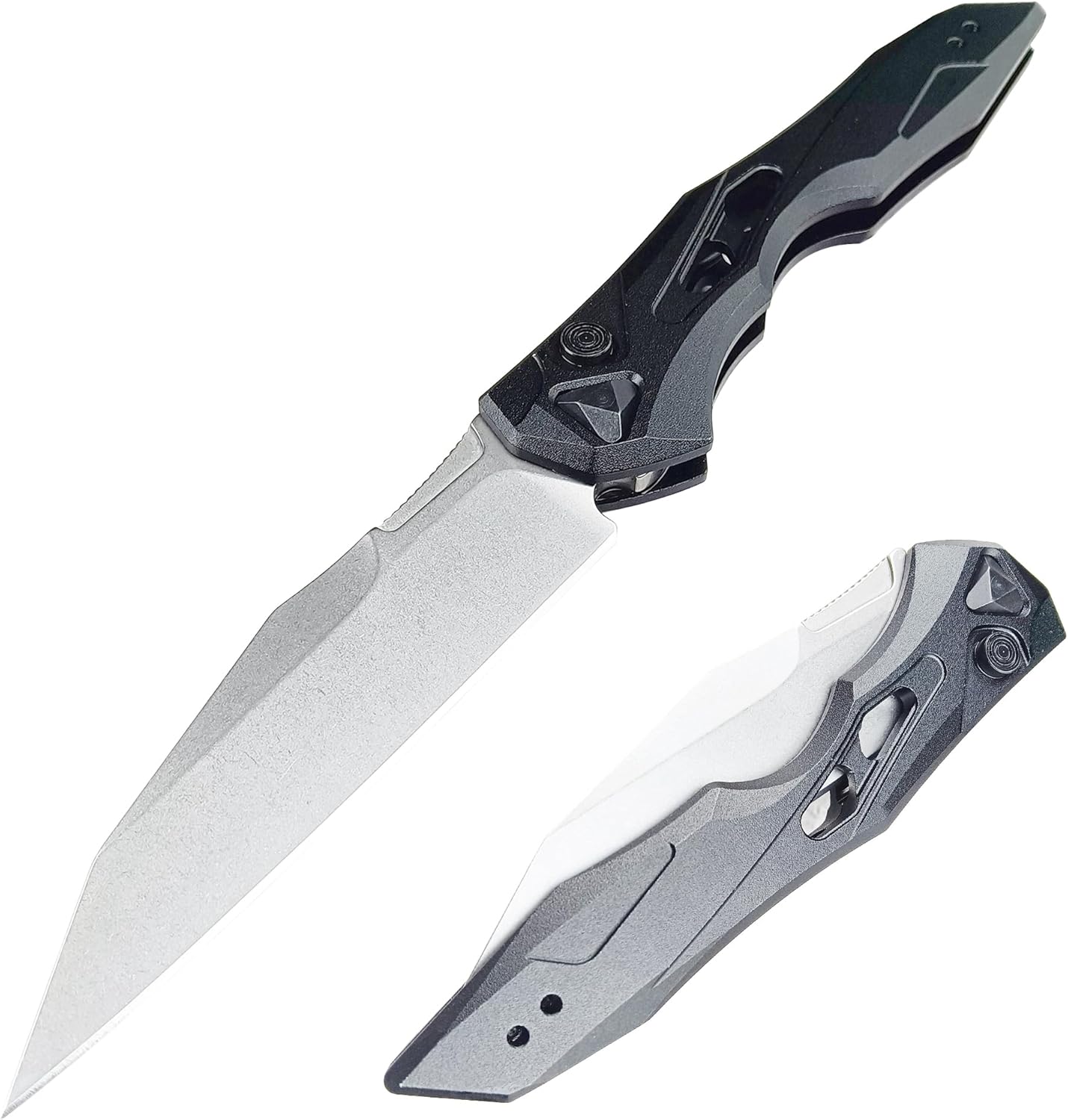 HUAAO Pocket Knife，3.5in D2 Blade with Aluminum Alloy Handle, Folding Knife with Reversible Pocket Clip, Everyday Carry for Camping,Gift for Men