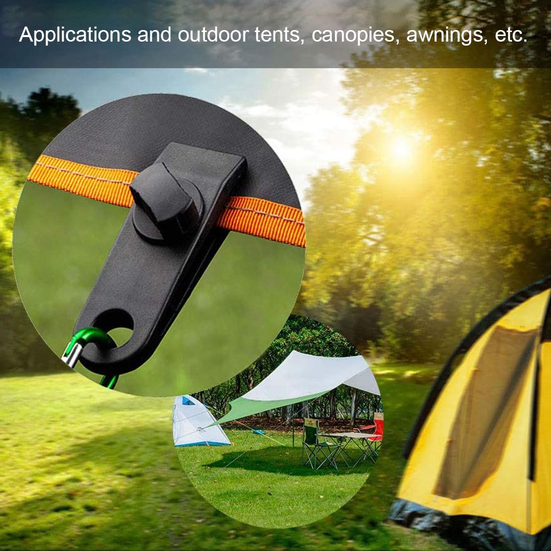 Clip Per Teli Da Sole E Coperture - Set Da 32 Pezzi Con Moschettoni | Per Campeggio, Giardino E Esterno - Foto 4