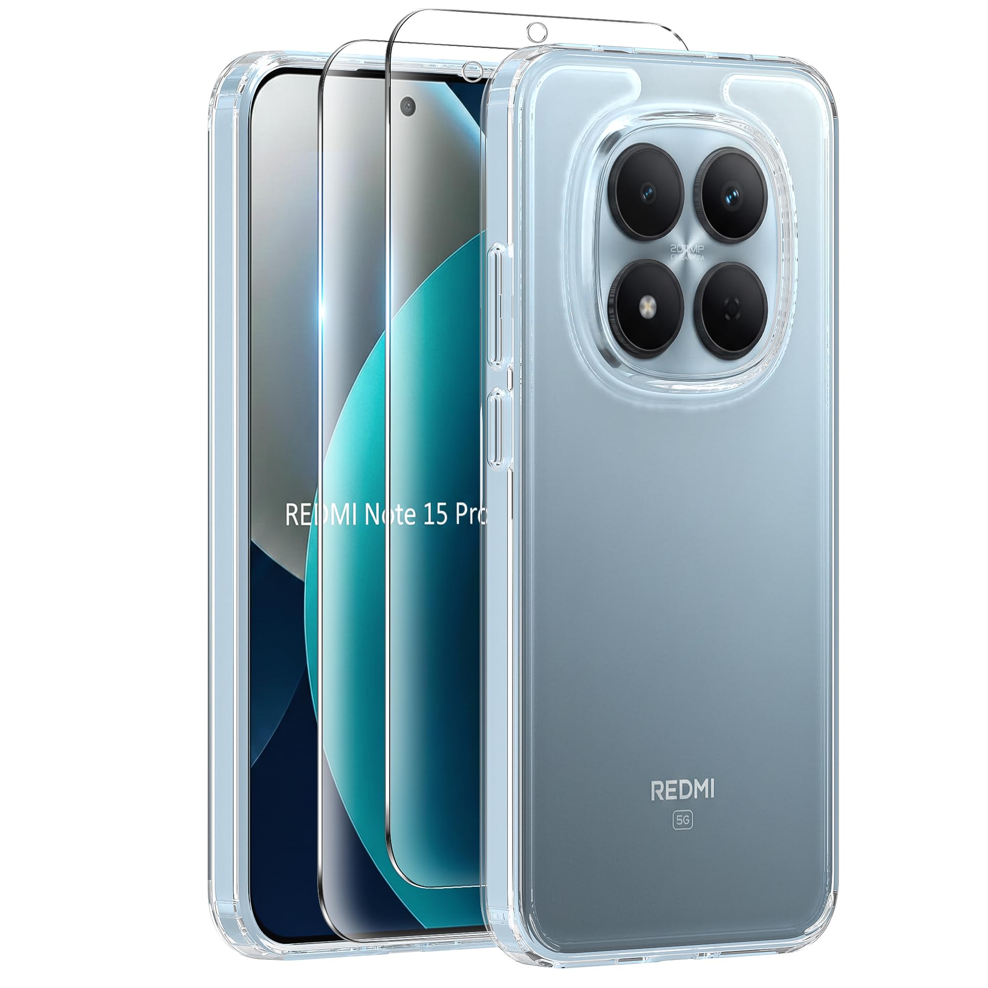 MOONESS Matte für Xiaomi Redmi Hülle mit 2 Schutzfolie, Kratzfest Transluzente Rückseite Vollständiger Kameraschutz Dünn Handyhülle