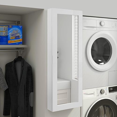 Miniatura 3 de Armario delgado de tabla de planchar giratoria de 180° con puerta magnética, armario plegable de montaje en pared con almacenamiento, armario de