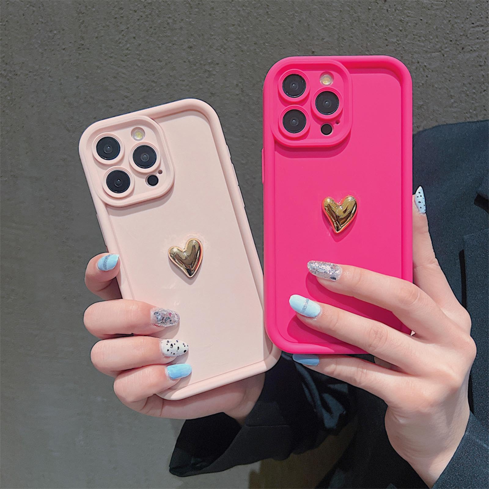 RNOZX for iPhone 11 Pro Gold Heart Silicone Soft Phone Case