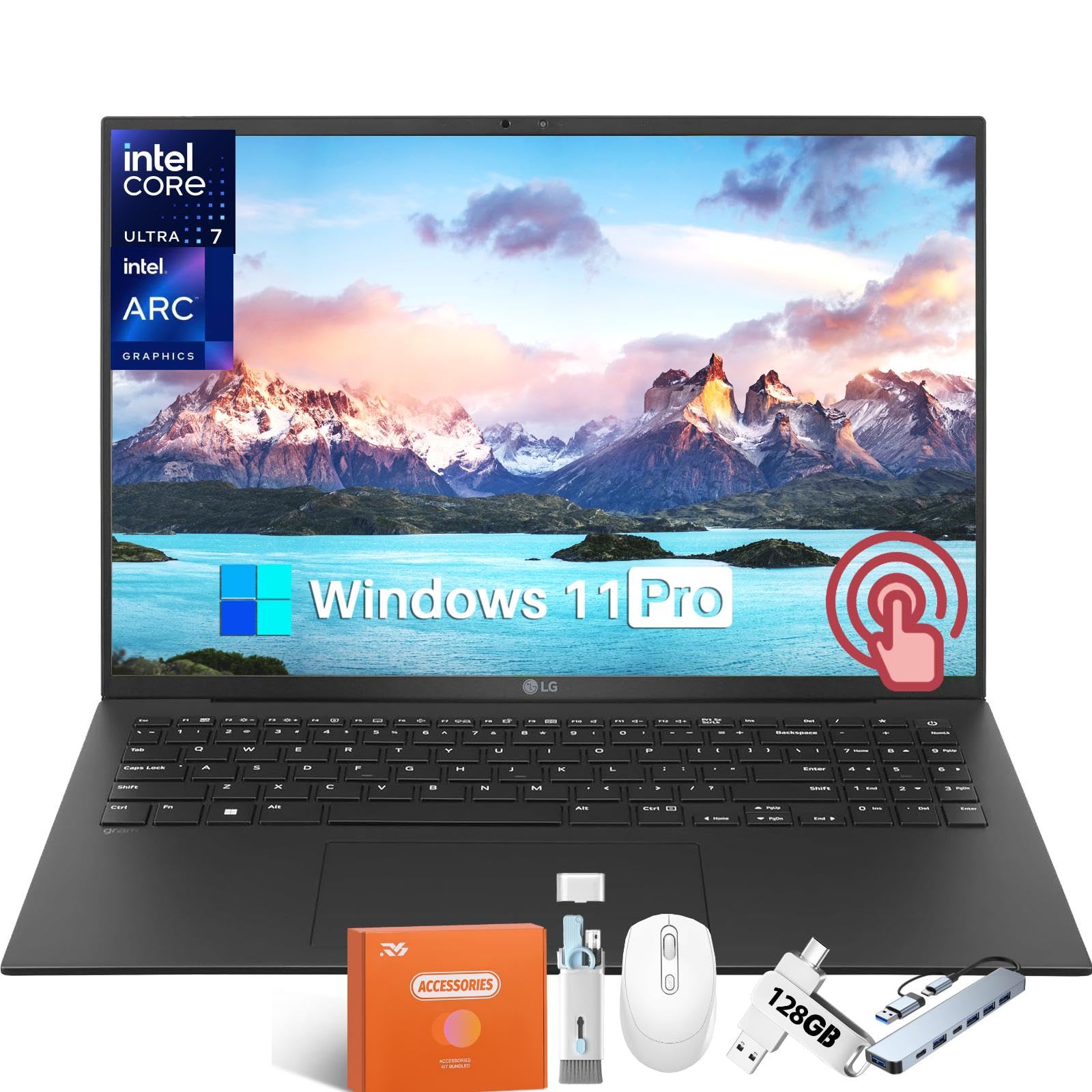 gram 16 Ultra-Light Laptop - 16" 2.5K Touchscreen, Intel Ultra 7 155H (Up to 4.8GHz), 32 GB LPDDR5X, 2 TB SSD, Intel Arc GPU, Backlit KB, WiFi 6E, Thunderbolt 4, Win 11 Pro, Up to 23.5H Battery