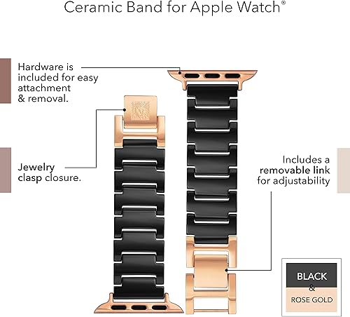 Miniatura 4 de WITHit Anne Klein - Pulsera de cerámica para Apple Watch, segura, ajustable, correa de repuesto para Apple Watch, se adapta a la mayoría de las