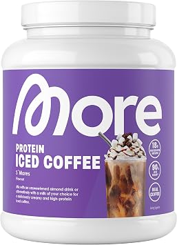More Protein Iced Coffee, S'Mores, 500 g, 1.1 lbs, 20 Servings, Protein Powder with Instant Coffee, Low in Sugar and Fat   Made in Germany