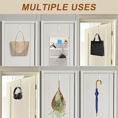 Miniatura 5 de Ganchos para Puerta Paquete de 2 – Ganchos Colgadores de Puerta Resistentes para Colgar Toallas, Bolsas, Batas, Ropa – Gancho para Puerta Sin